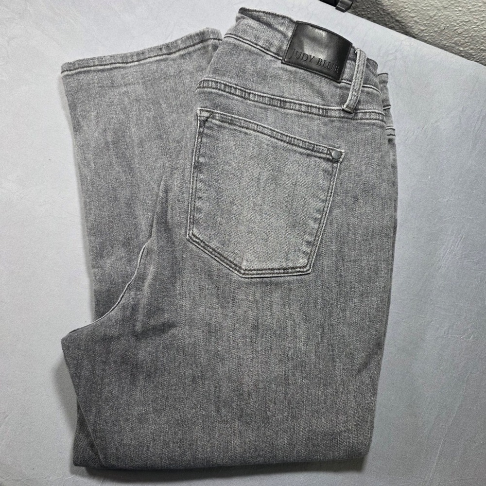 Judy Blue Grey High Waist Button Fly Wide Leg Jeans 14W Plus Size Denim